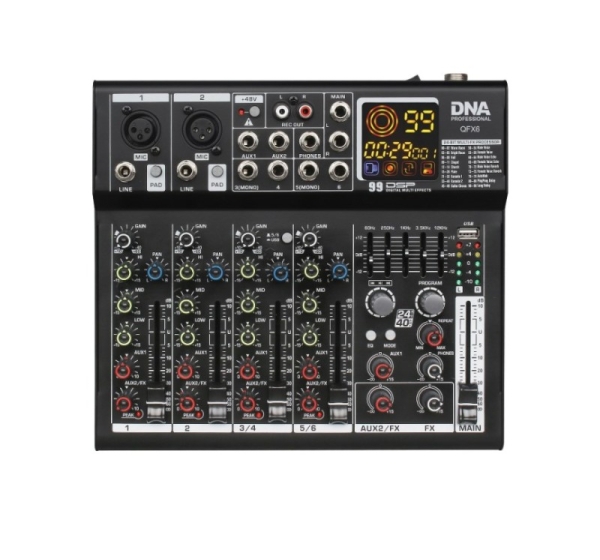 DNA QFX6 6-channel analog sound mixer with Bluetooth