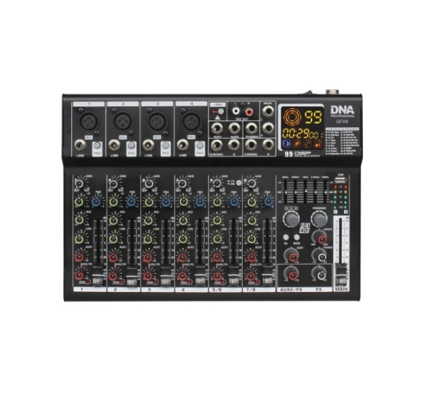 DNA QFX8 analog audio mixer 8 channels Bluetooth