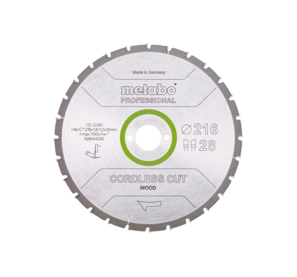 METABO CIRCULAR SAW BLADE HW/CT 216x30x28Z CORDLESS CUT WOOD PROFESSIONAL