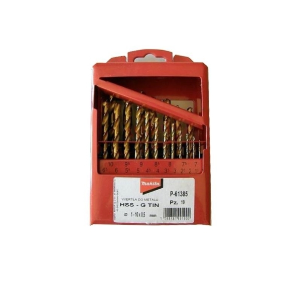 TITANIUM DRILL BIT SET HSS-G TIN 19pcs 1-10mm