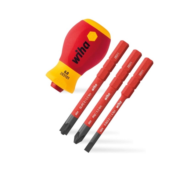 Screwdriver set with bit holder softfinish electri