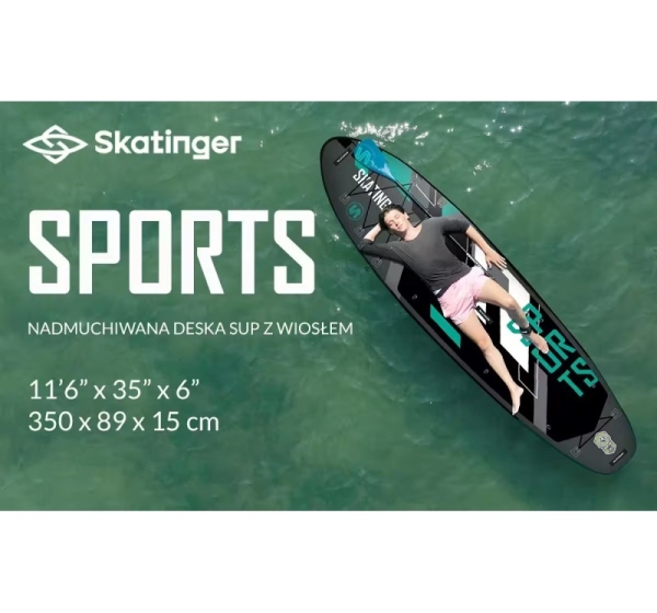 SKATINGER Grey Sports 350x89x15 Yoga SUP Board