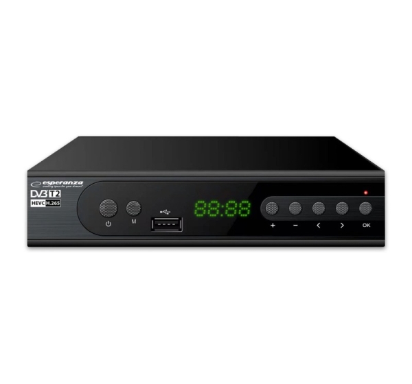 Esperanza EV106P Digital DVB-T2 H.265/HEVC tuner, Black