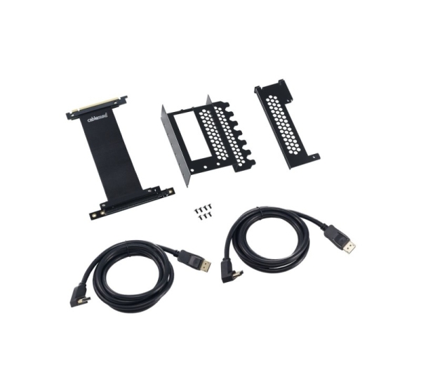 CableMod Vertical Graphics Card Holder with PCIe x16 Riser Cable, 2x DisplayPort - Black