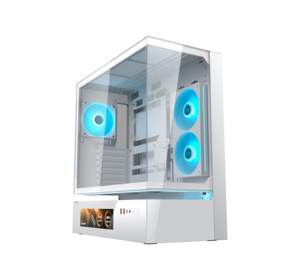 COUGAR Midi Tower Case, CFV235 Vision, ARGB, LCD Display, Glass, White