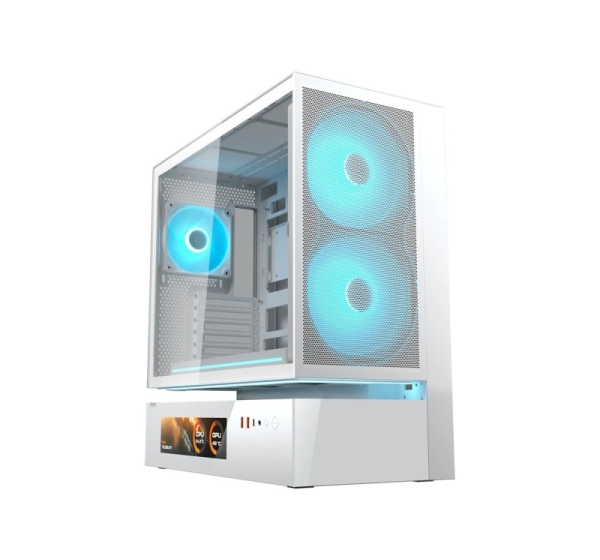 COUGAR Midi Tower Case, CFV235 Vision, ARGB, LCD Display, Mesh, White