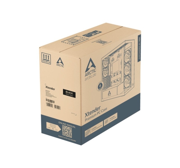 ARCTIC Xtender VG (Mirror Black) Premium E-ATX PC Case with Vertical GPU Mounting
