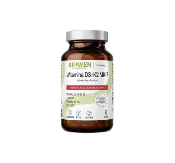 BIOWEN Vitamins D3 + K2 MK-7 – food supplement for humans – 90 capsules