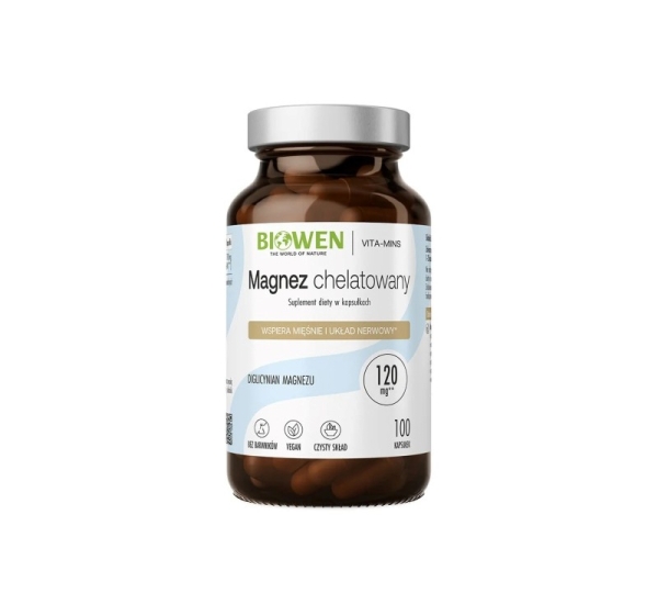 BIOWEN Chelated Magnesium Bisglycinate – food supplement for humans – 100 capsules