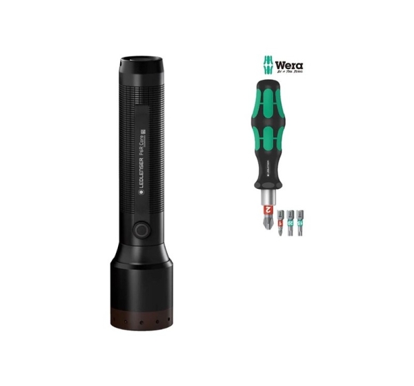 Ledlenser P6R core flashlight + WERA set