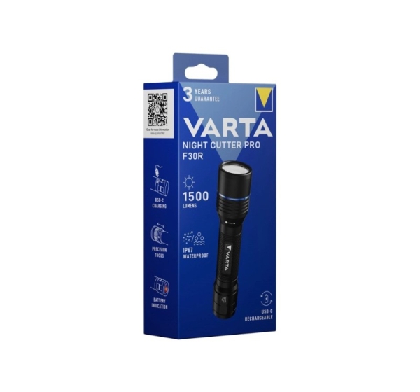 Varta Night Cutter Pro F30R Black Hand flashlight LED