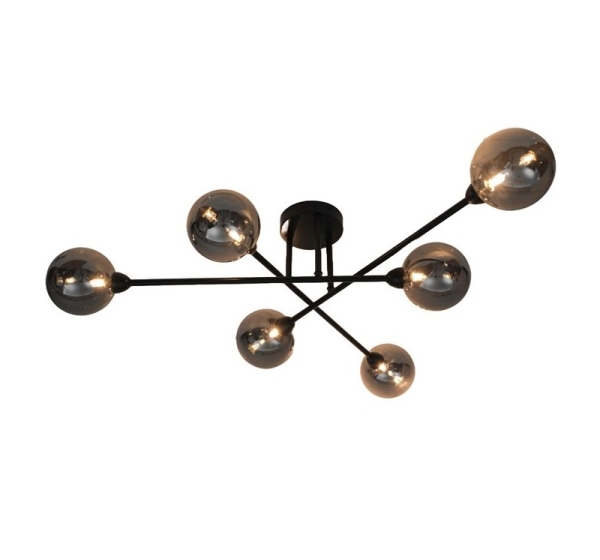 CEILING LIGHT BORA 6XG9 BLACK/SMOKY