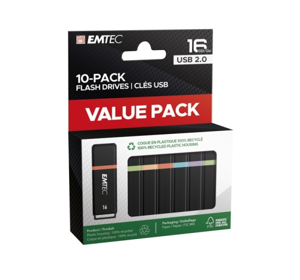Emtec K100 USB flash drive 16 GB USB Type-A 2.0 Black, Multicolour