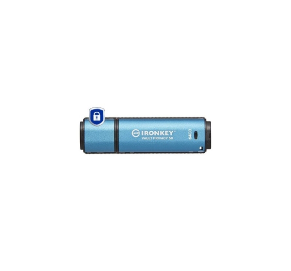 Kingston Technology IronKey 64GB Vault Privacy 50 AES-256 Encrypted, FIPS 197