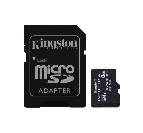 Kingston Technology 8GB microSDHC Industrial C10 A1 pSLC Card + SD Adapter