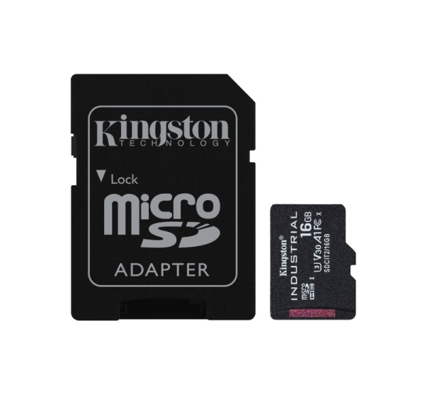 Kingston Technology 16GB microSDHC Industrial C10 A1 pSLC Card + SD Adapter