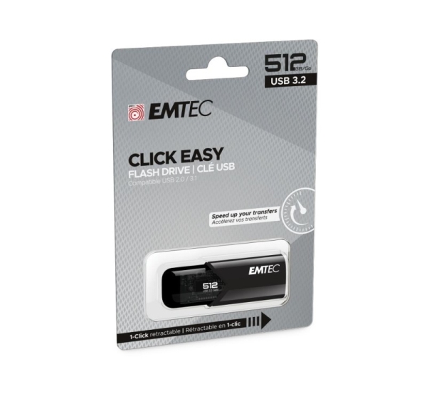 Emtec B110 Click Easy 3.2 USB flash drive 512 GB USB Type-A 3.2 Gen 2 (3.1 Gen 2) Black