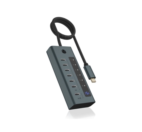 ICY BOX IB-HUB1457-C31 USB 3.2 Gen 1 (3.1 Gen 1) Type-C 10000 Mbit/s Blue, Grey