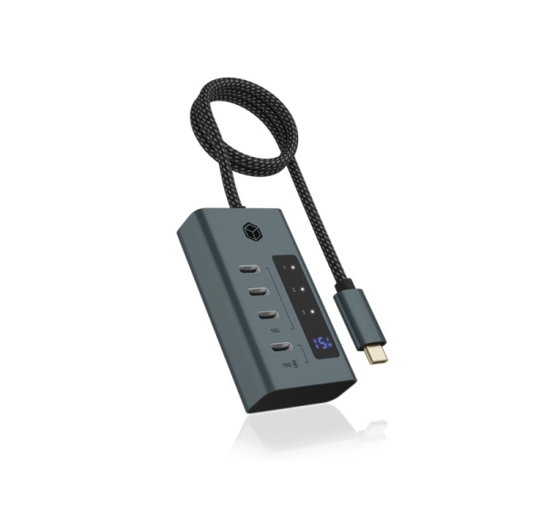 ICY BOX IB-HUB1454-C31 USB 3.2 Gen 1 (3.1 Gen 1) Type-C 10000 Mbit/s Blue, Grey