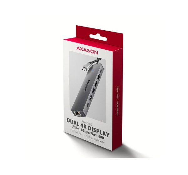 AXAGON HMC-7HX2 USB Hub, 2x USB-A, 1x USB-C