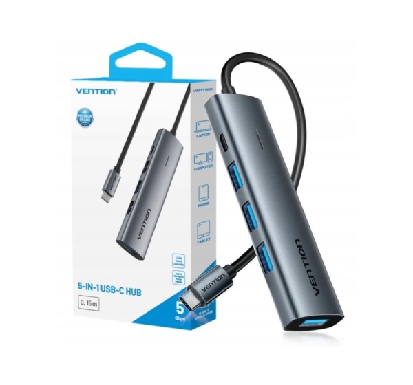 Hub 5v1 USB-C 3.0 Vention 0.15m