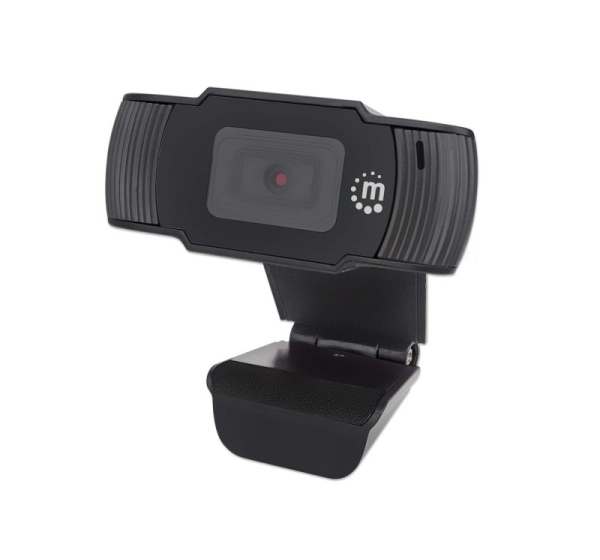Manhattan USB Webcam, Two Megapixels (Clearance Pricing), 1080p Full HD, USB-A, Integrated Microphone, Adjustable Clip Base, 30 frame per second, Black, Three Year Warranty, Box