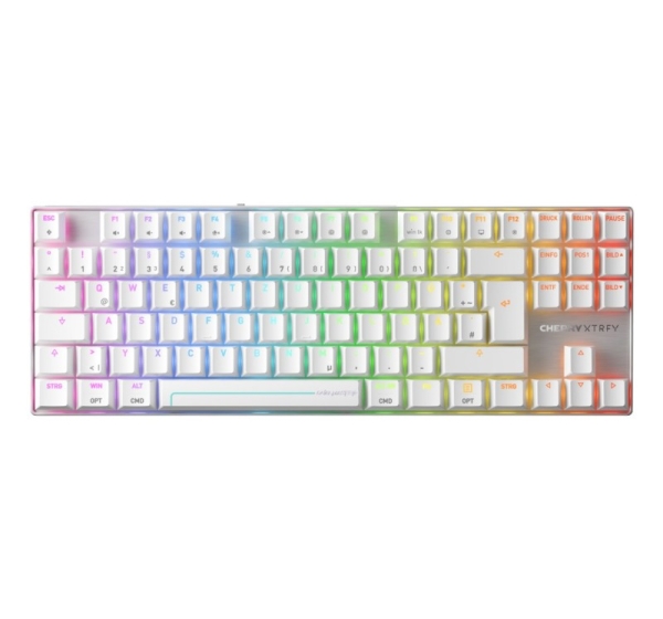 CHERRY MX 8.2 Pro TMR Wireless keyboard Gaming USB + RF Wireless + Bluetooth QWERTZ German Silver, White