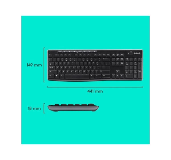 Logitech MK270 keyboard Mouse included Home RF Wireless QWERTY US International Black