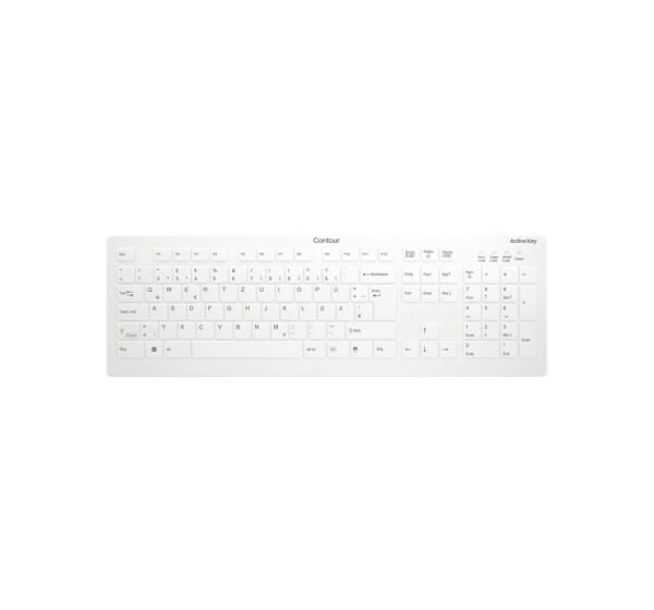 Contour Design Active Key Contour QuickClean Medical Keyboard Removable Cover Full-Size Wireless White DE C8112