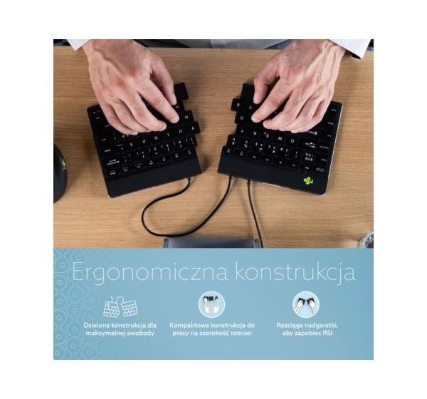 R-Go Tools Ergonomic keyboard R-Go Split Break v2 with break software, ergonomic split keyboard, QWERTY (US), Wired, black