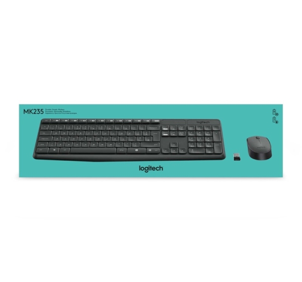 Logitech MK235 keyboard Mouse included USB QWERTY US International Grey