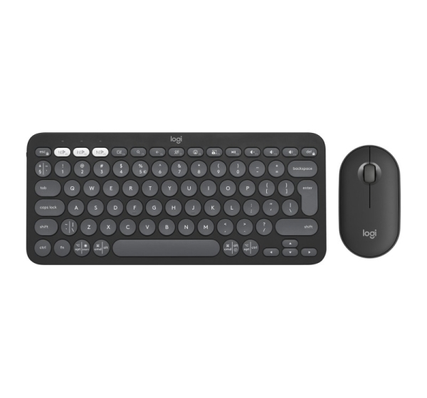 Logitech Pebble 2 Combo keyboard Mouse included Universal RF Wireless + Bluetooth QWERTY US International Graphite