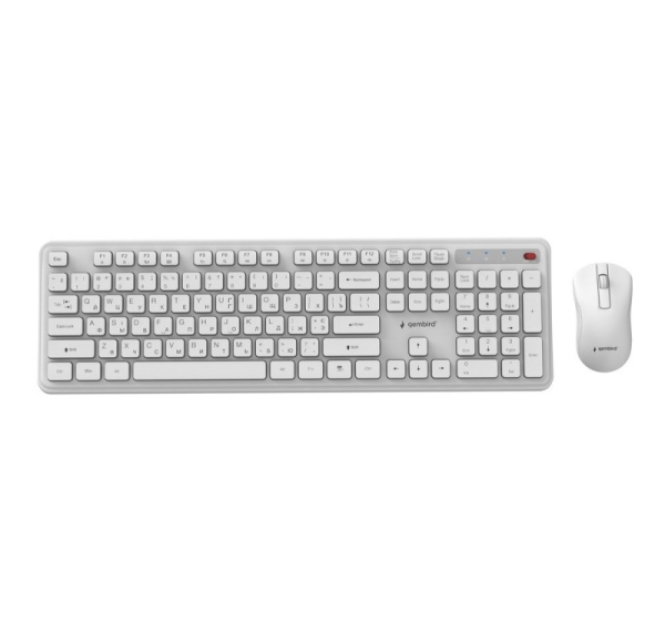 Gembird KBS-WPS-01 Slim Pro Business wireless desktop set, white, RU layout