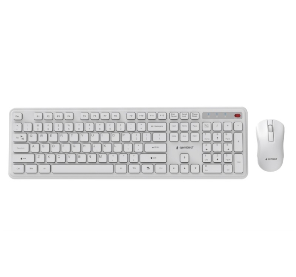 Gembird KBS-WPS-01 Slim Pro Business wireless desktop set, white, US layout