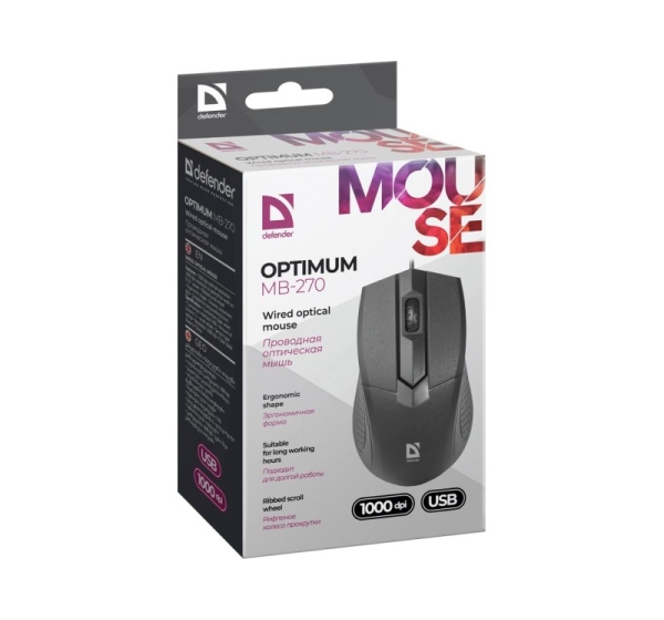 Defender Optimum MB-270 mouse Office Right-hand USB Type-A Optical 1000 DPI