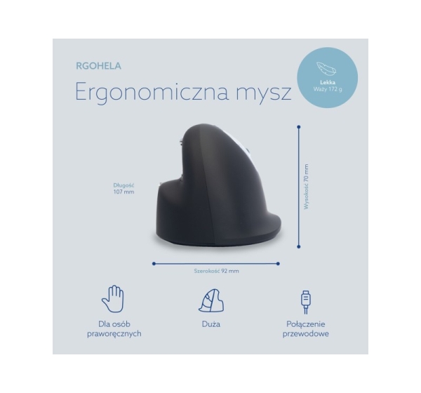 R-Go Tools Ergonomic mouse R-Go HE Break with break software, large (hand size ≥ 185 mm), right-handed, Wired, black