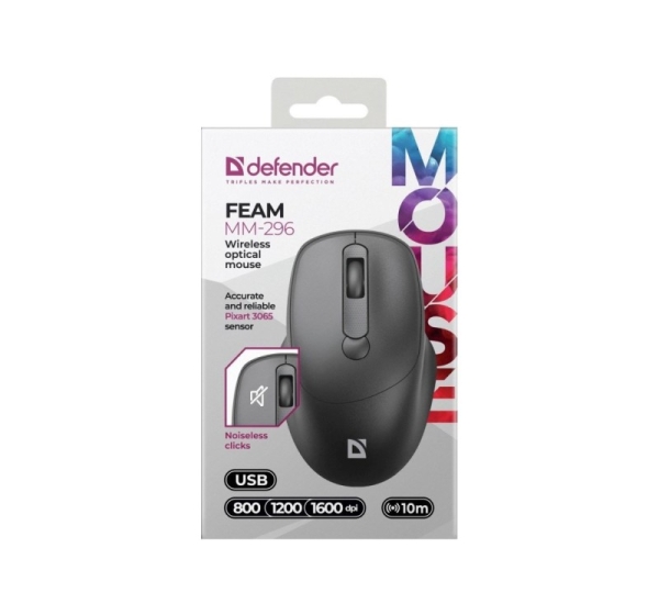 MOUSE DEFENDER FEAM MM-296 RF SILENT BLACK
