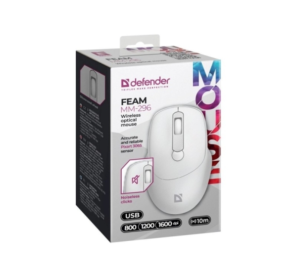 MOUSE DEFENDER FEAM MM-296 RF SILENT WHITE