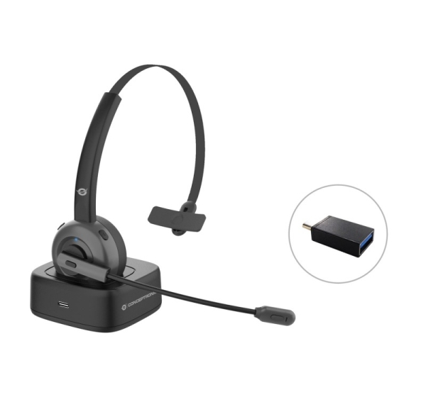Conceptronic POLONA Wireless Bluetooth Headset with Charging Dock