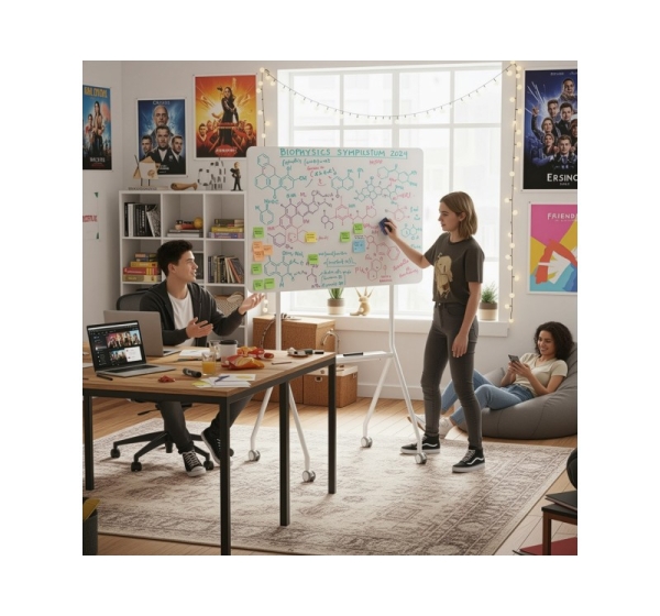 Ergo Office mobile dry erase board, horizontal orientation, white, single sided, with shelf, board dimensions 1190x790mm, ER-306