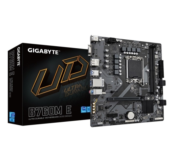 GIGABYTE B760M E Motherboard - Supports 14th Gen. Intel Core CPUs, 6+1+1 phases VRM, up to 7200MHz DDR5 (OC), 2xPCIe 4.0 M.2, 1 GbE LAN, USB 3.2 Gen 1