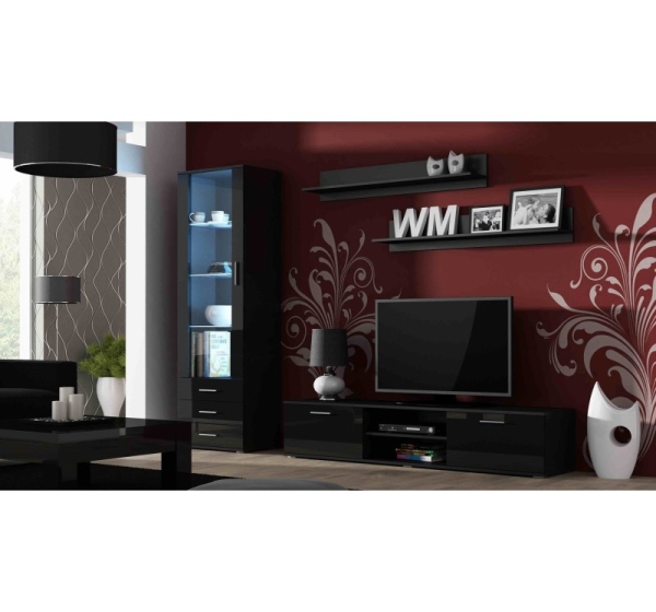 Cama set of two shelves 125cm SOHO black matte