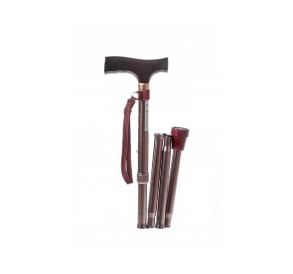 Telescopic height-adjustable folding cane RF-520 - Brown