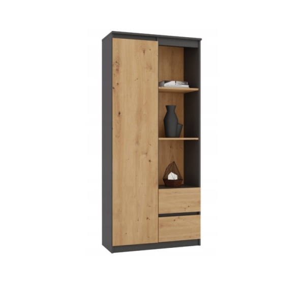 Topeshop RS-80 BILY ANTHRACITE/OAK ARTISAN office bookcase