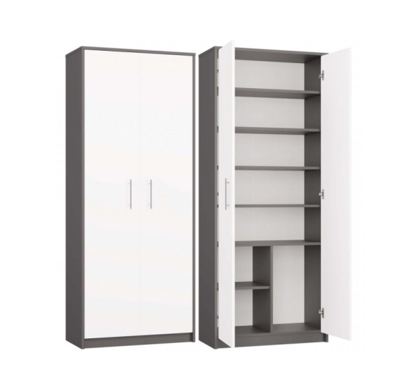 OLIV 2D CLOSED SHELVING UNIT, ANTHRACITE/WHITE SET
