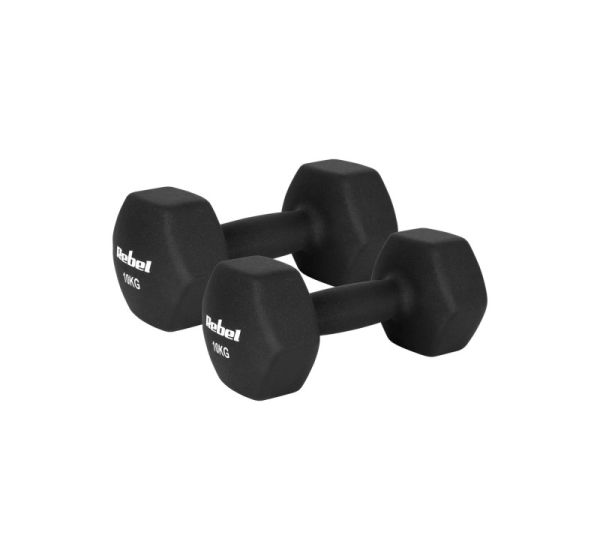 Hantelki żeliwne neoprenowe HEX 2x10kg, REBEL ACTIVE