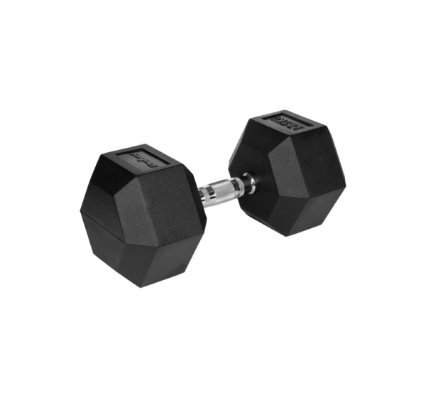 Rubberized cast iron dumbbell HEX 27.5 kg REBEL ACTIVE
