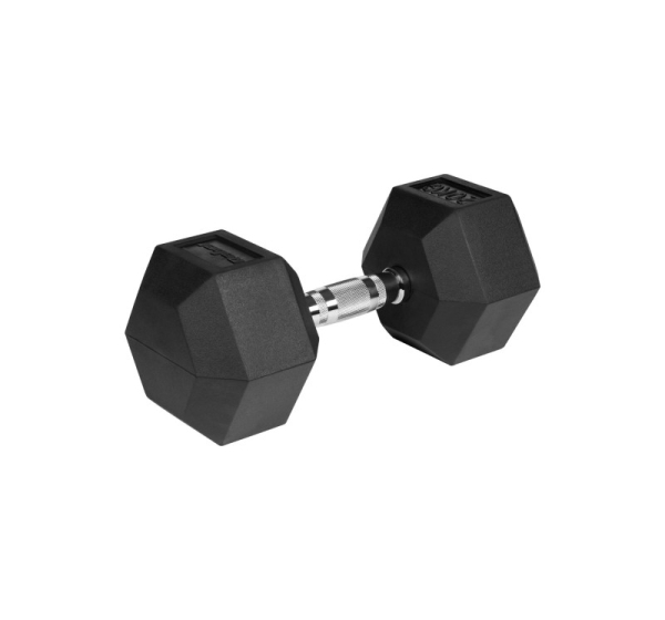 REBEL ACTIVE Rubber-coated cast iron dumbbell 20kg