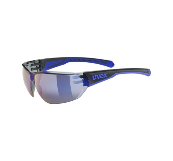 UVEX Equate cycling glasses, black/blue matt/mirror blue