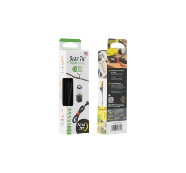 Nite Ize Gear Tie 12 Pro - 12 Pack - black